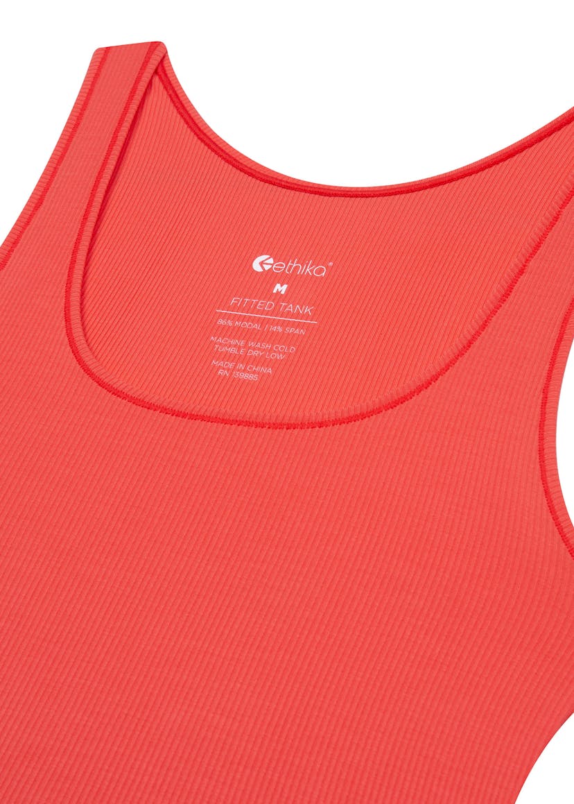 WOMENS RIBBED CROP TANK Coral | Ethika | With You Everywhere