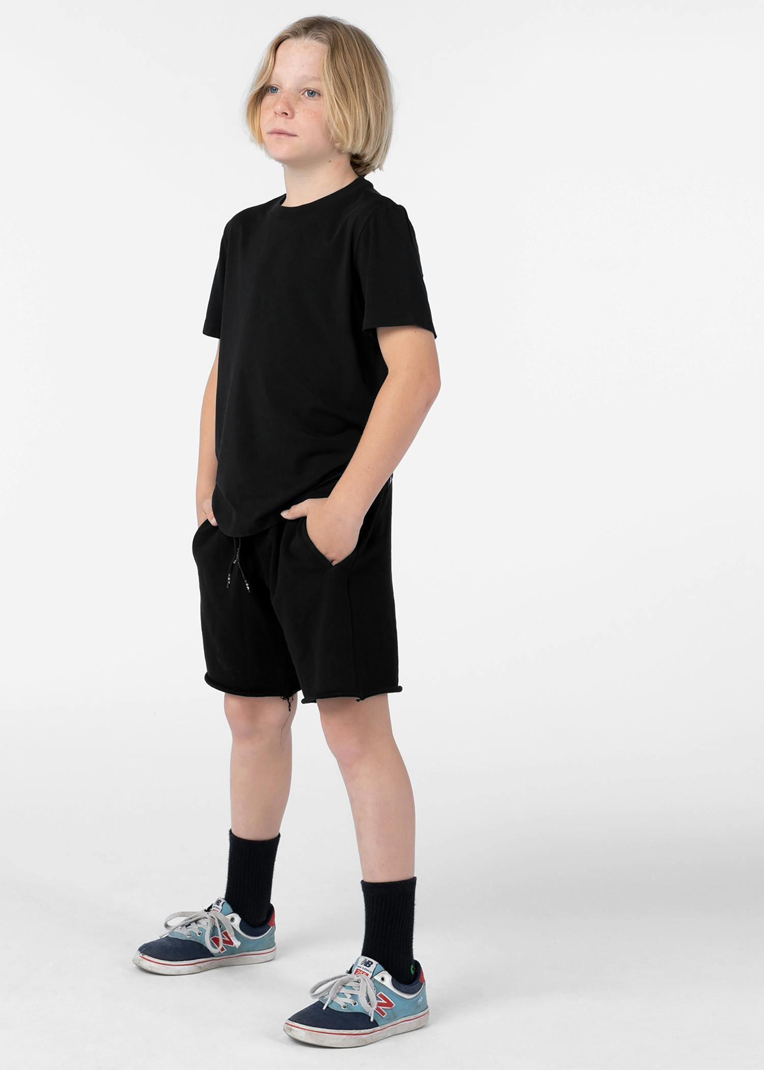 Boys Sweatshort Premium Boys Raw Edge Short - Black | Ethika®