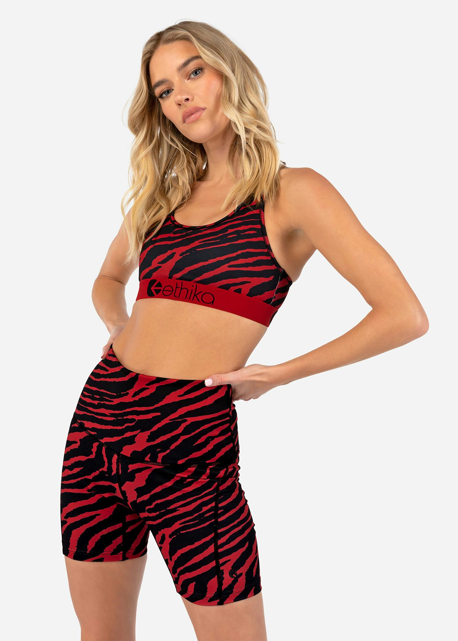 WOMENS BIKER SHORT 7 3 4 Biker Short Crimson Tiger 5 3 4 Inseam Ethika With You Everywhere