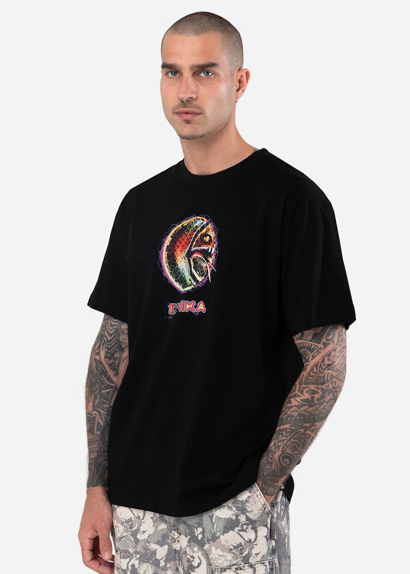 Mens Lifestyle Cotton Tee Snaked Tee - Black | Ethika | With You Everywhere