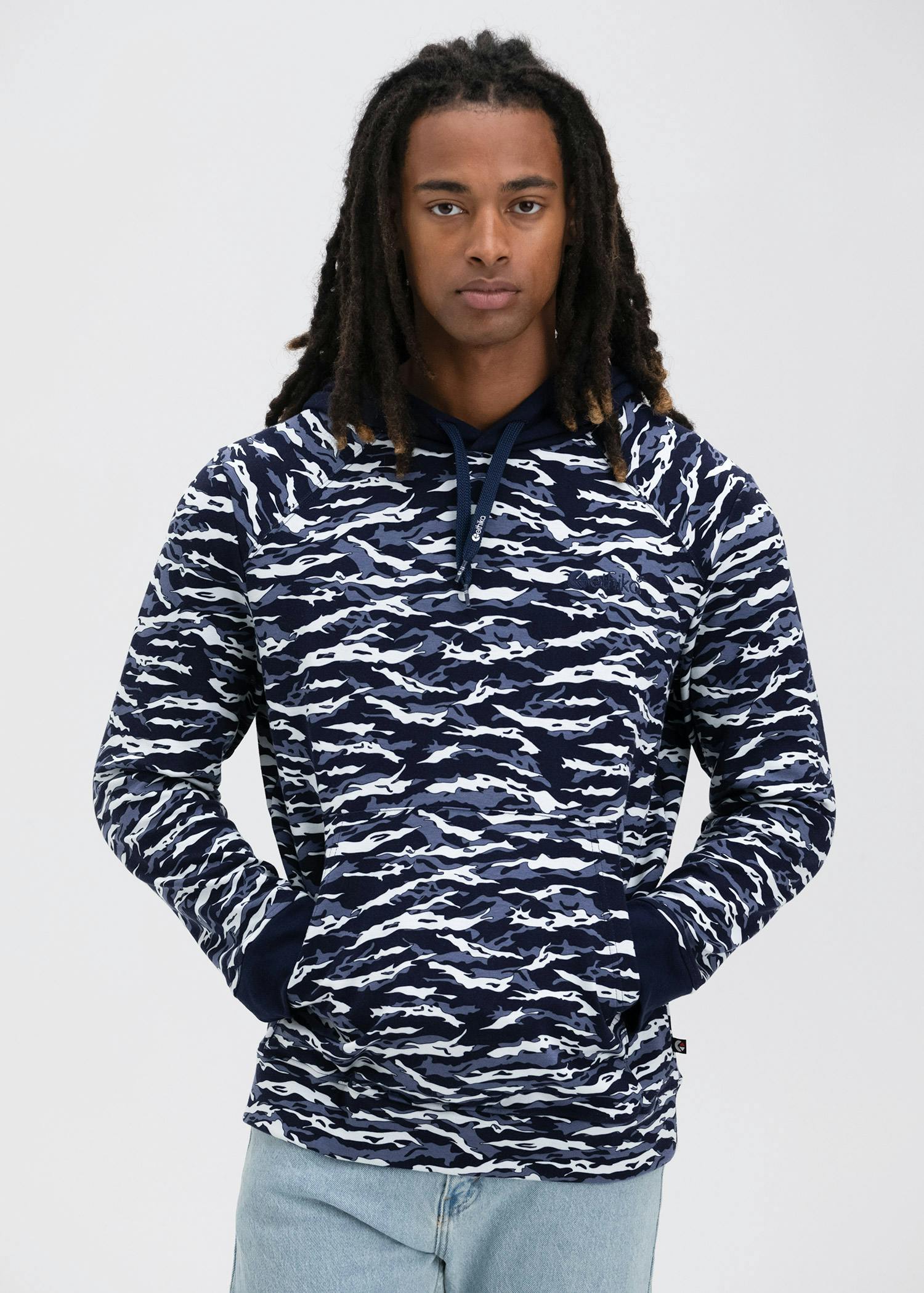 MENS PREMIUM HOODIE Embroidered Logo Tiger Pop Navy Ethika With You Everywhere