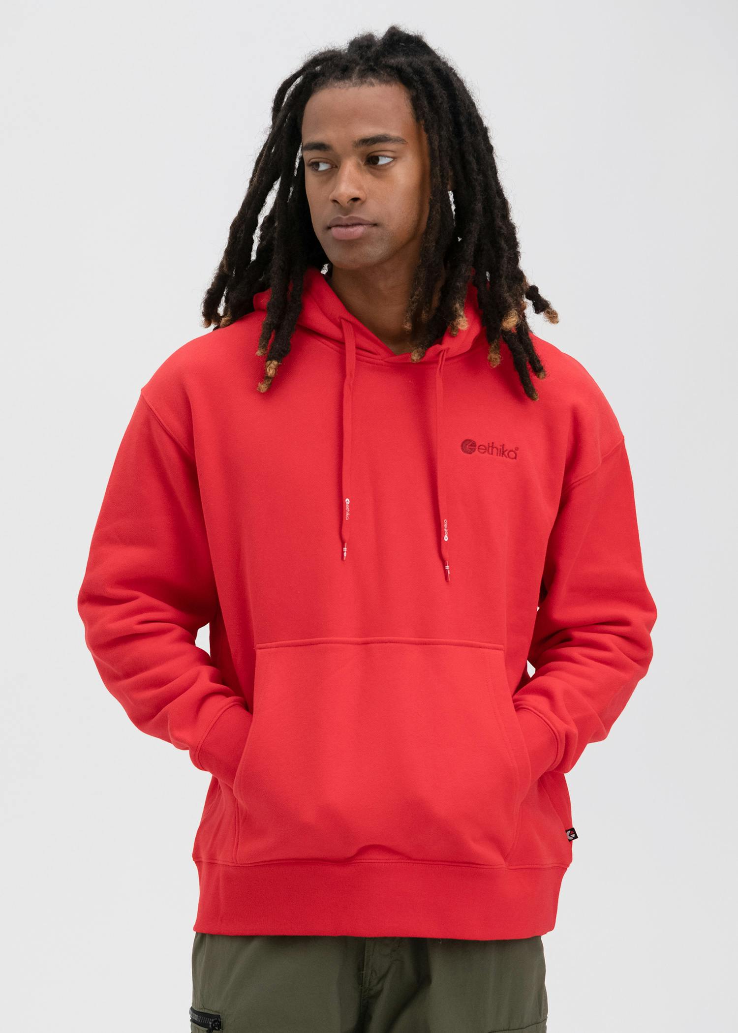 MENS LIFESTYLE HOODIE Embroidered Logo - Red | Ethika | With You Everywhere