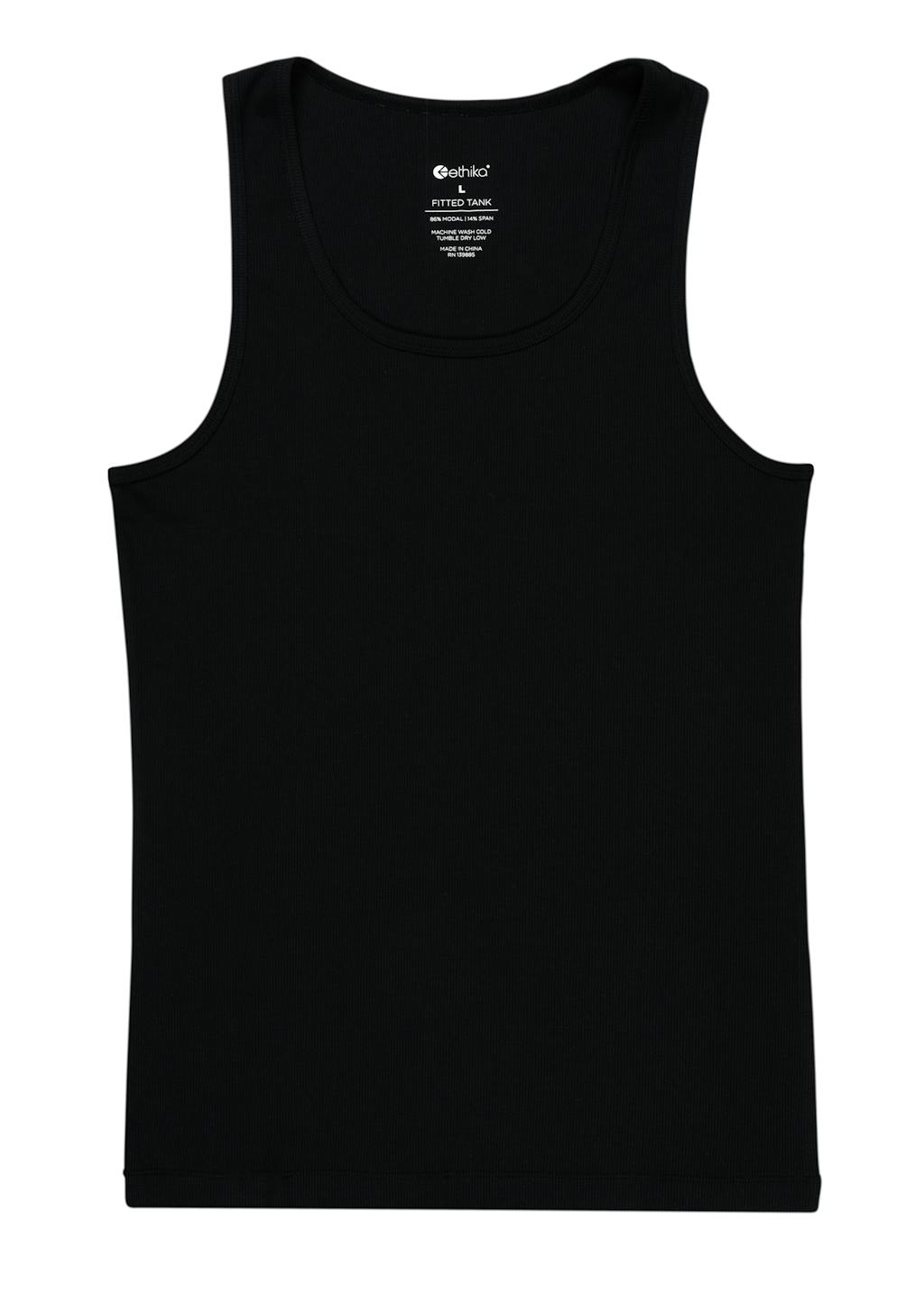 Mens Fitted Tank Fitted Tank - Black | Ethika | With You Everywhere