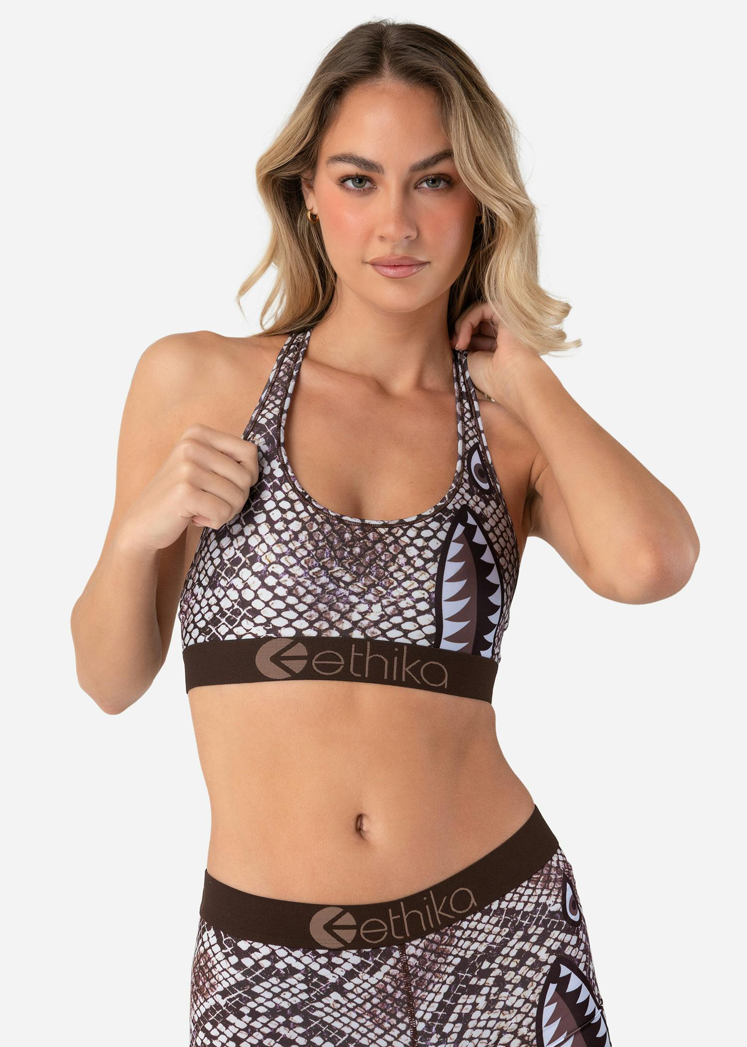 WOMENS SPORTS BRA Bomber Python Goddess Ethika With You Everywhere