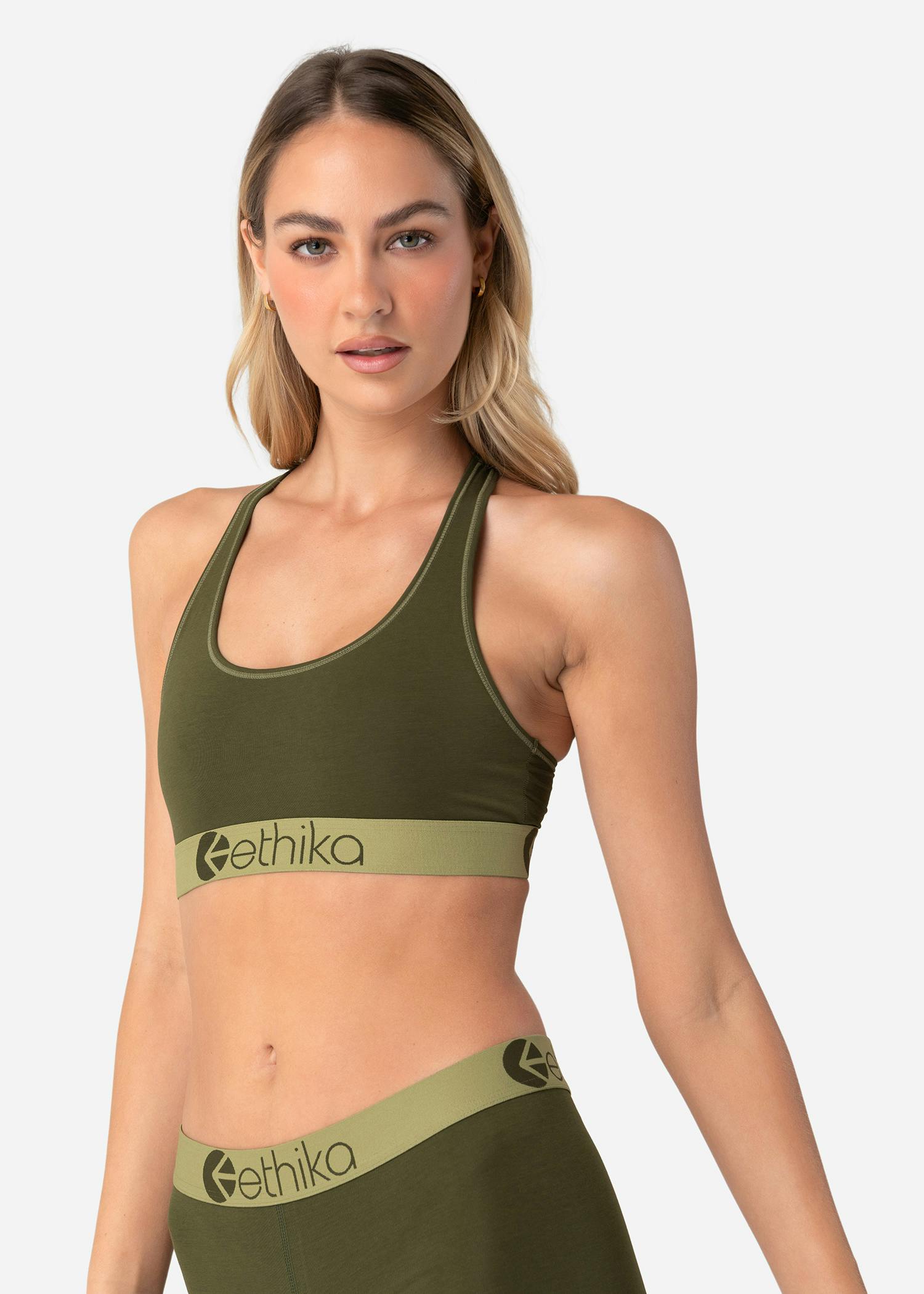 Womens Modal Sports Bra Modal Army Green Ethika With You Everywhere